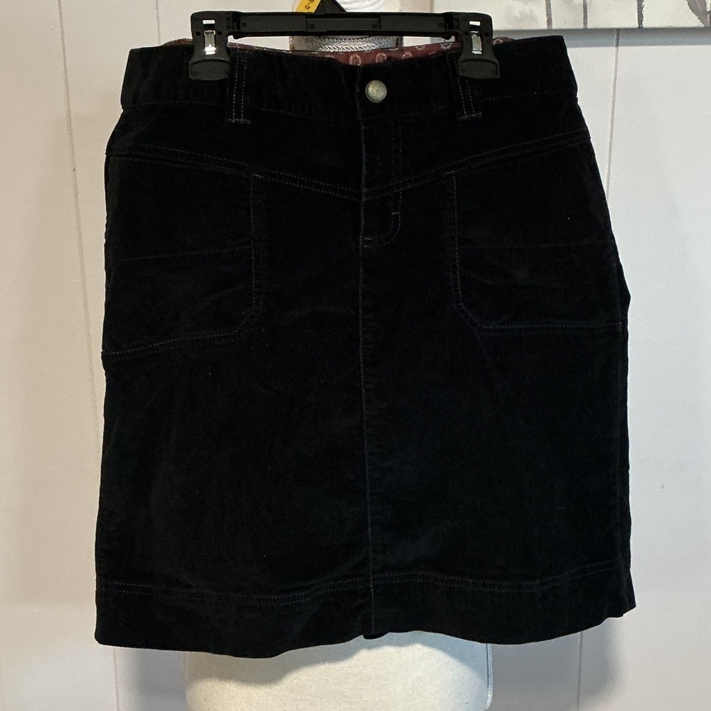Athleta Black Corduroy Mini Skirt with Front Patch Pockets